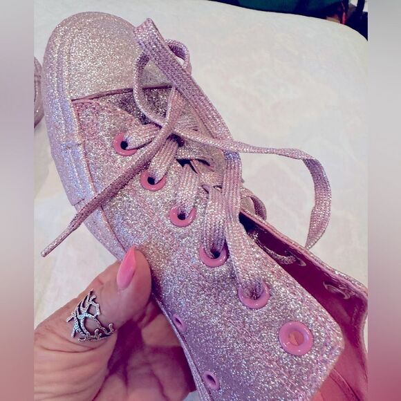 Converse Pink Glitter Athletic Shoes All Star Chuck’s Men’s 7 Women’s 9 - Picture 13 of 14